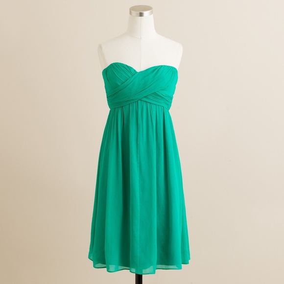 NWT JCrew 8 Taryn Dress Silk Chiffon Formal Cocktail Green Prom Medium 22512 New - Picture 2 of 5